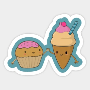 Cute and Kawaii Cupcake and Ice Cream Sticker